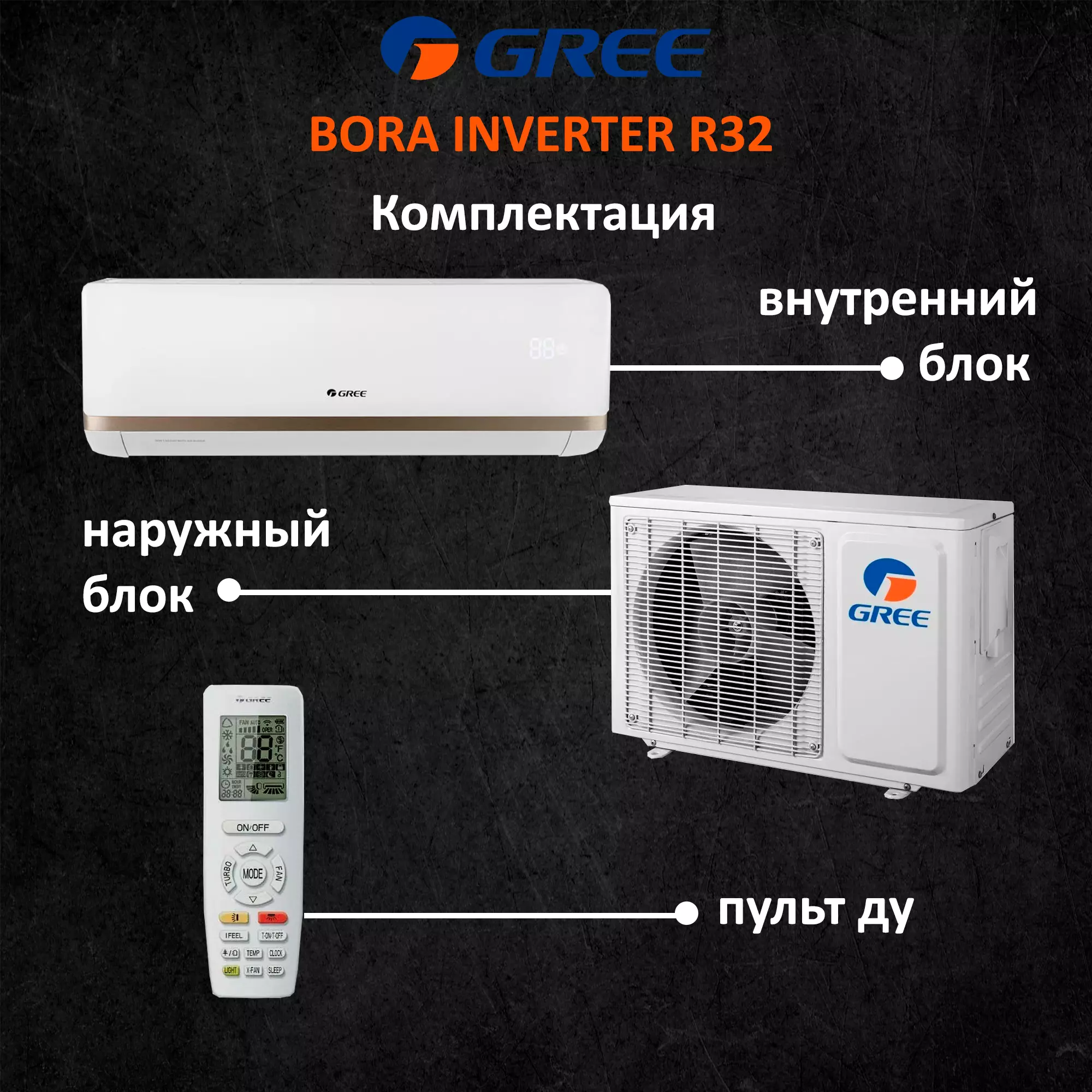 Инверторный кондиционер Gree GWH24AADXE-K6DNA2A Bora Inverter R32 купить в  Белгороде